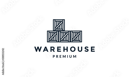 crate wood box warehouse  vintage logo vector icon illustration