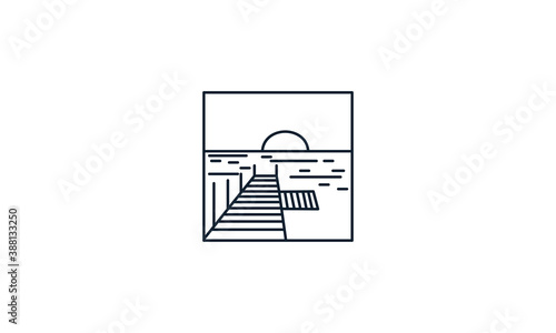 Canvas Print docks  line outline minimalist logo vector icon illustration