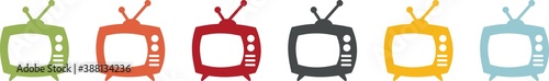Set of colorful television icons