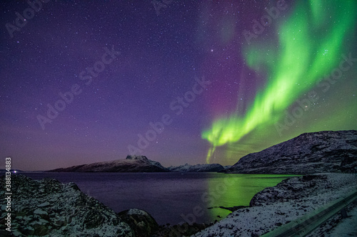Aurora Borealis, Sermitsiaq Mountain, Nuuk City Greenland.