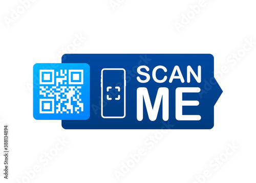 QR code for smartphone. Inscription scan me with smartphone icon. Qr code for payment. Vector illustration