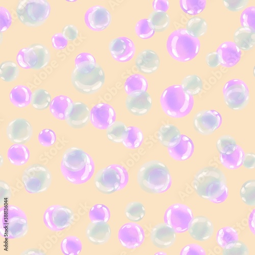 seamless pattern with pink and blue bubbles