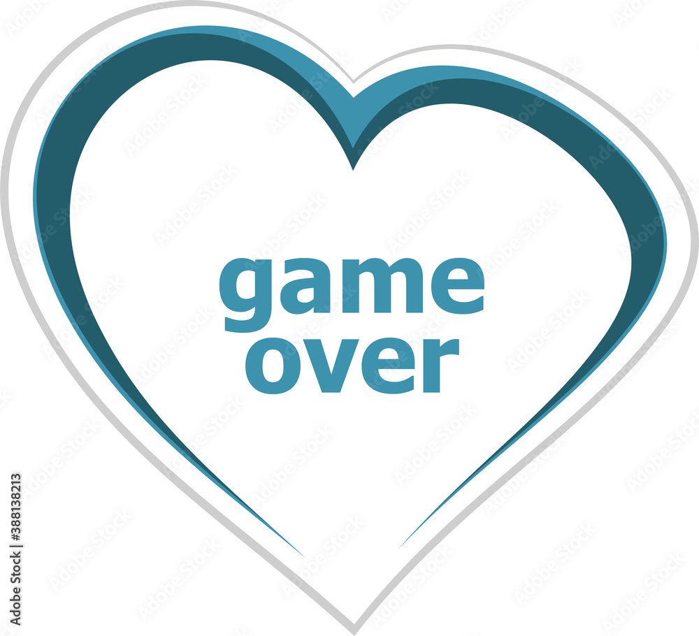Text Game over. Web design concept . Love heart icon button for web services and apps . Love heart icon button for web services and apps Text Game over. Web design concept . Love heart icon button for web services and apps . Love heart icon button for web services and apps