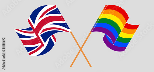 Crossed and waving flags of the UK