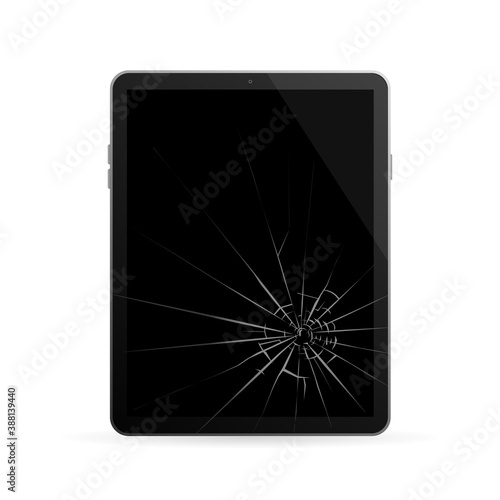 Broken glass tablet on white background. Smartphone icon vector illustration. Vector design.