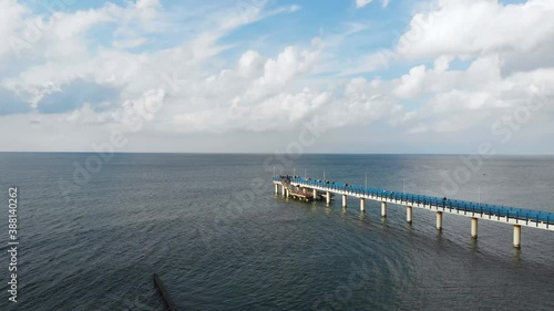 Aerial view of a Zelenogradsk, former Cranz, coastal resort, Zelenogradsky District, Kaliningrad Oblast, Russia, Sambian coastline, near Curonian Spit on the Baltic Sea, with beach and waterfront
 photo