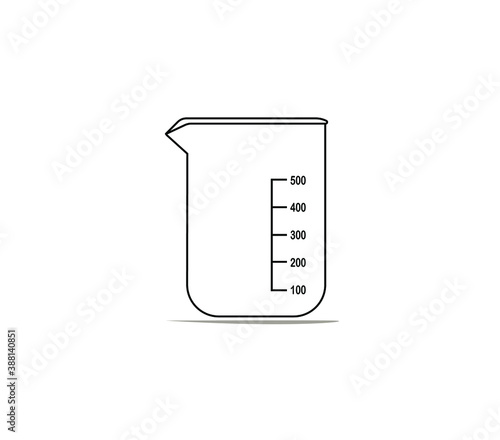 Vector illustration of glassware, beaker, erlenmeyer glass, laboratory tools