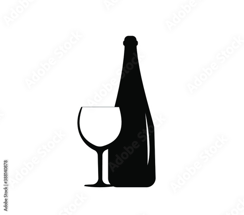 Illustration of wine bottle and a glass