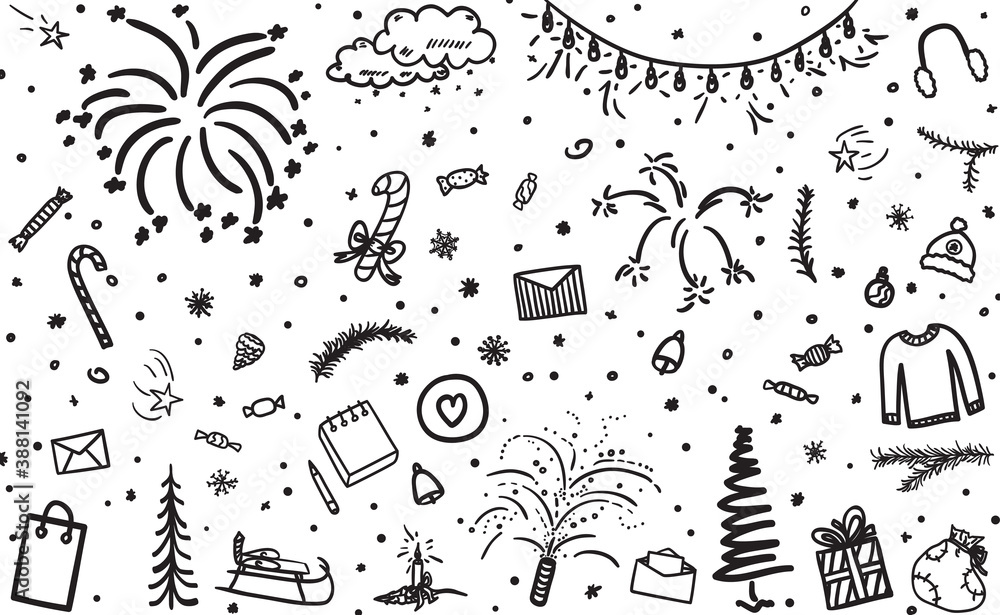Holiday xmas background. Hand drawn christmas elements. Abstract holiday pattern Holiday xmas background. Hand drawn christmas elements. Abstract holiday pattern