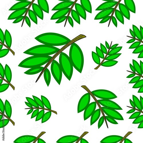 Seamless pattern green leaves beautiful