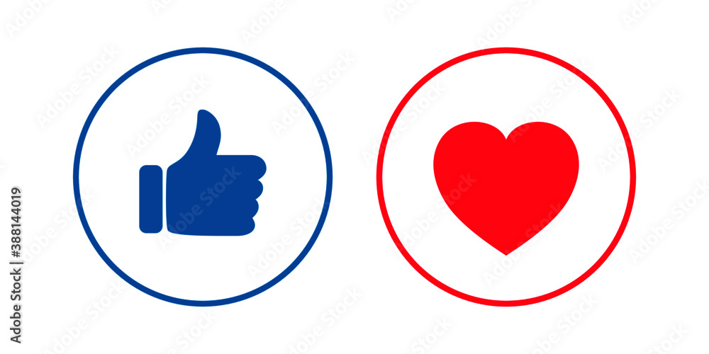 Thumbs up and hearts on a white background Thumbs up and hearts on a white background