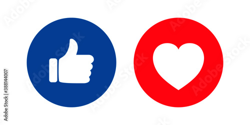 Thumbs up and hearts on a white background