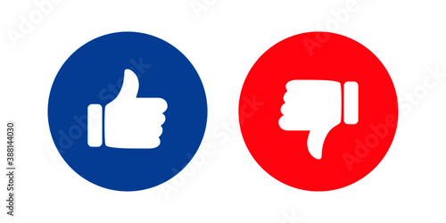 Thumb up and thumb down flat icon. Vector illustration