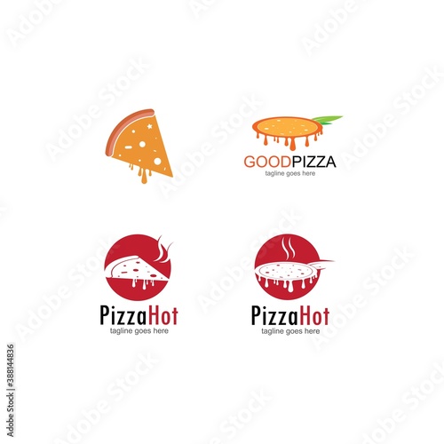 Pizza cafe logo, pizza icon, emblem for fast food restaurant.