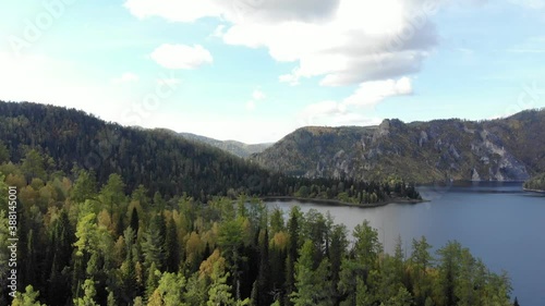 Wallpaper Mural Krasnoyarsk sea, forest, mountains and rocks. A very long shot. Aerial view of a drone flying Torontodigital.ca