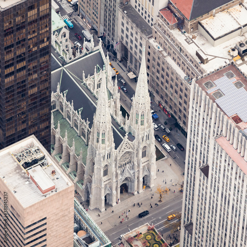 USA, New York, New York City, St Patricks Cathedral, high angle view photo