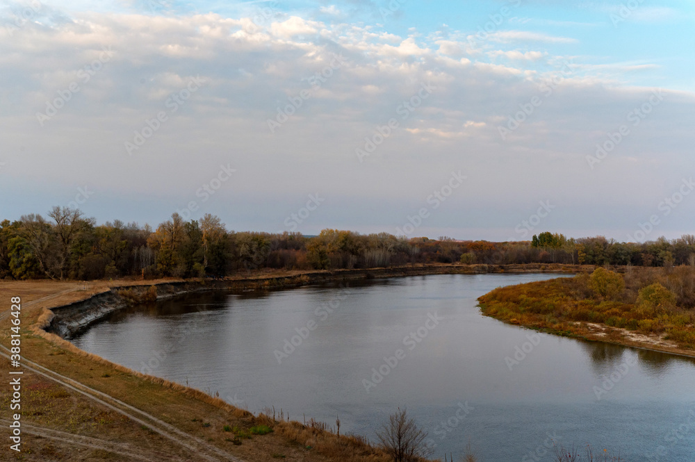 Bend of the Don River in the upper reaches of the river from drone Bend of the Don River in the upper reaches of the river from drone