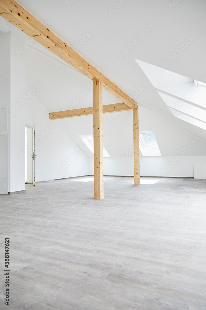 Interior of domestic room with wooden column Interior of domestic room with wooden column