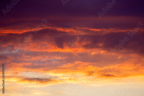 Dramatic sky at fiery sunset