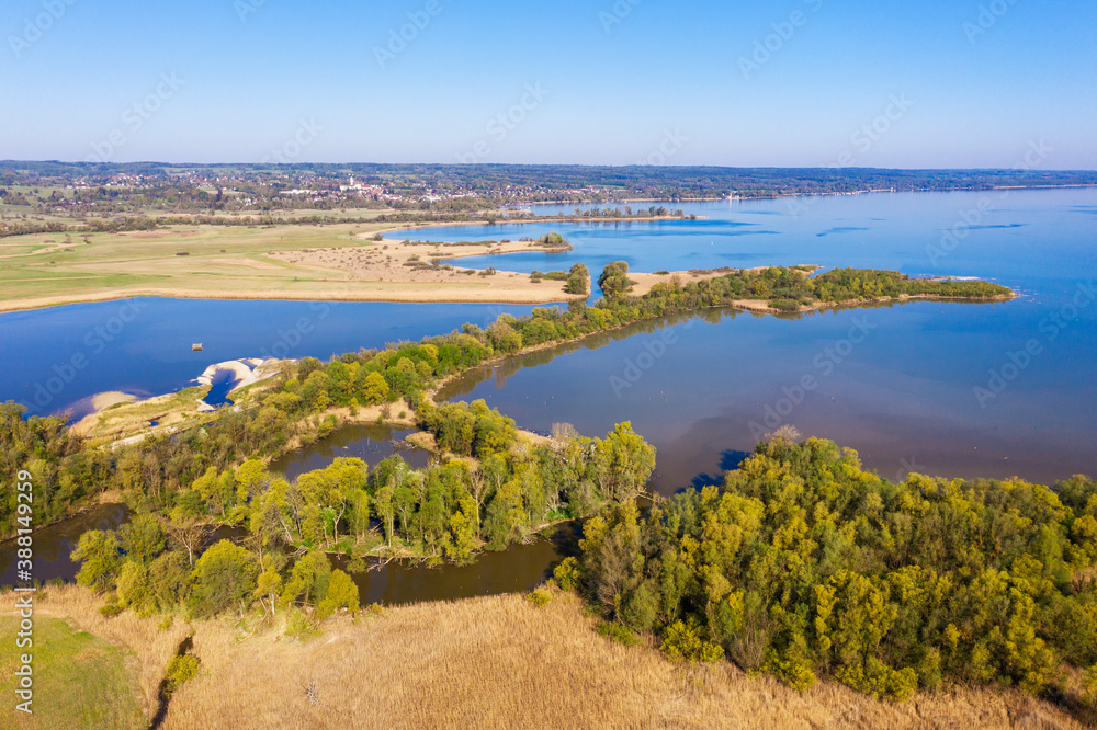 Germany, Bavaria, Drone view of shore of Lake Ammer nature reserve Germany, Bavaria, Drone view of shore of Lake Ammer nature reserve