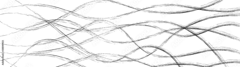 Abstract background of wavy intertwining lines, black on white Abstract background of wavy intertwining lines, black on white