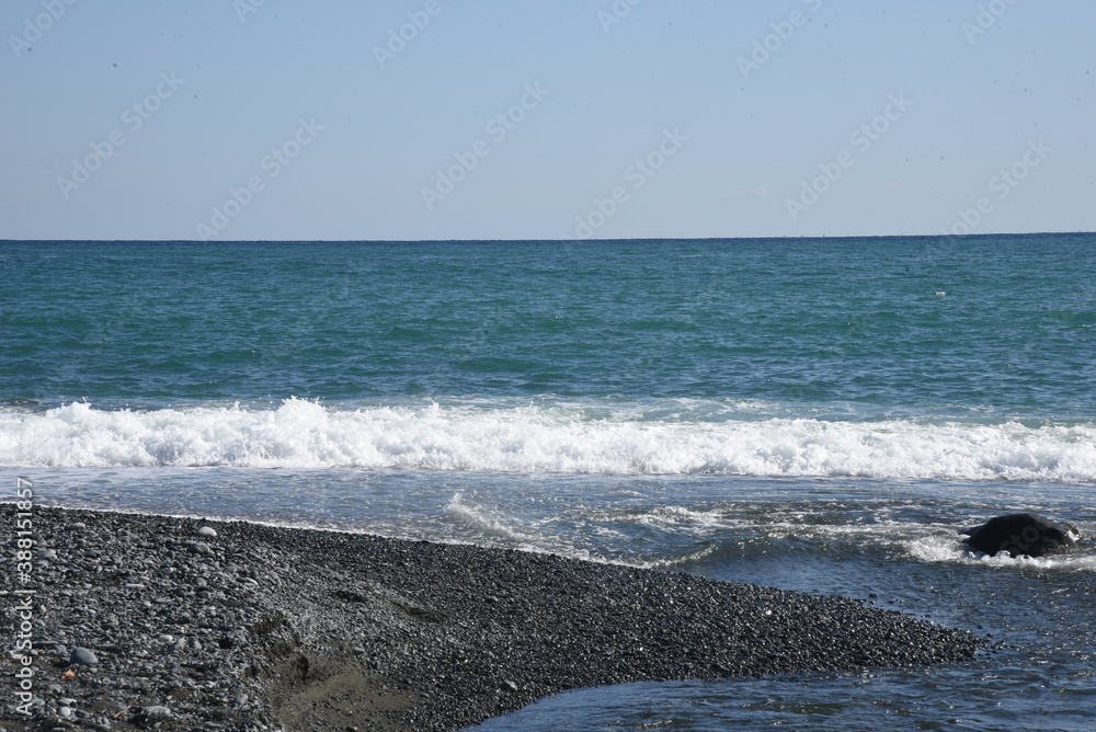 White waves on the autumn beach. White waves on the autumn beach.