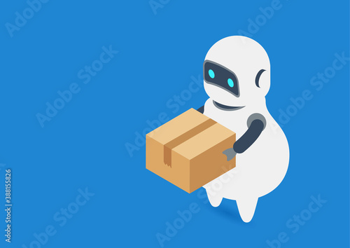 人工知能ロボットによる仕分け・配送のイラスト