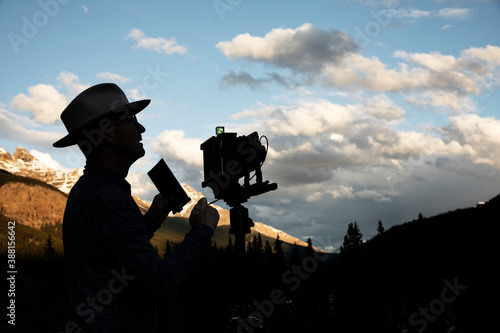 Taking photos with a large format camera. photo