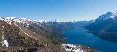 Vista del Parque Nacional Nahuel Huapi, Lago Gutierrez, San Carlos de Bariloche, Patagonia, Argentina.  photo