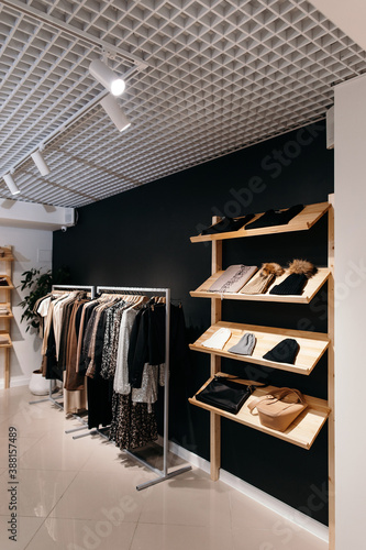 Interior of modern clothing store photo