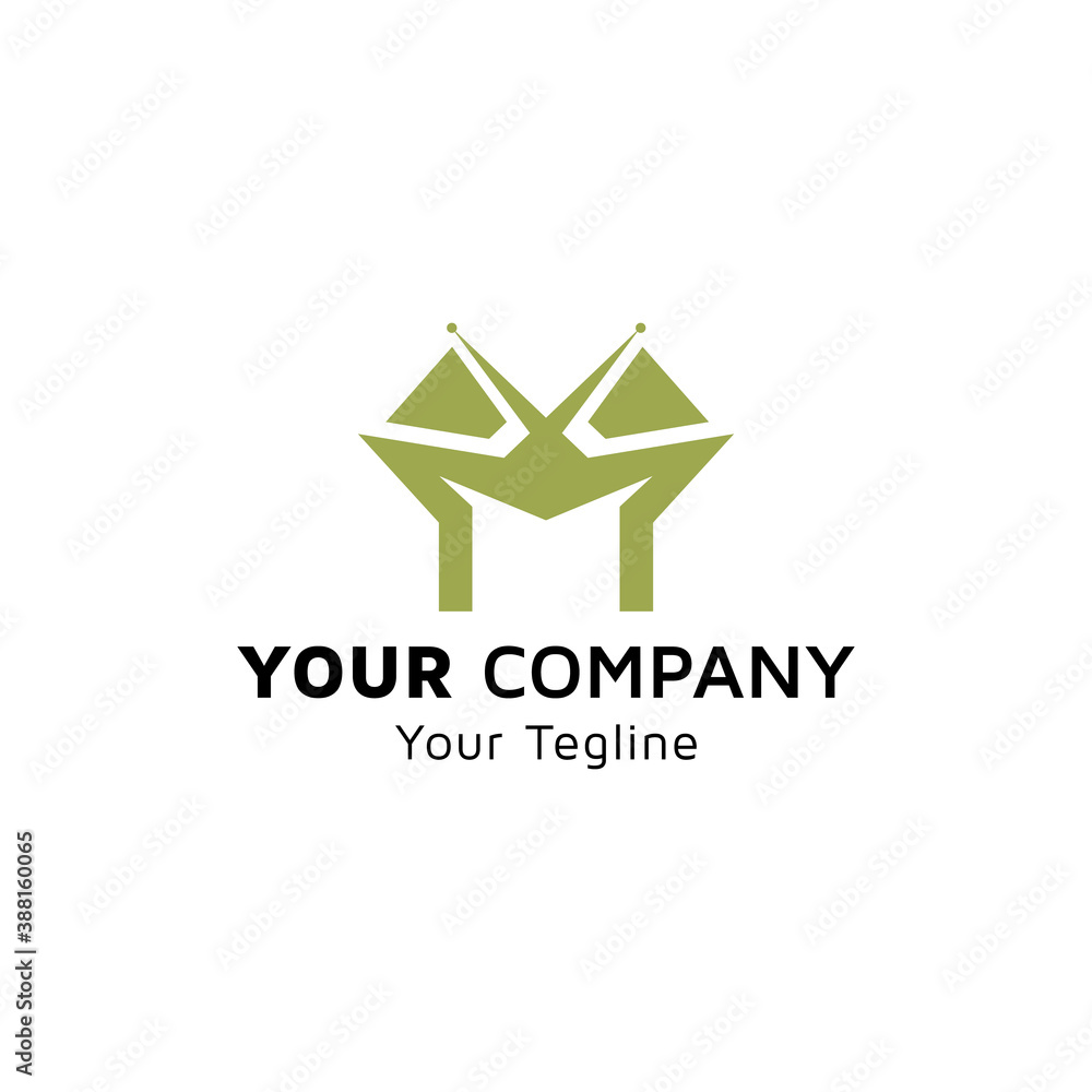 Letter M image, insect icon with alphabet design, company vector design