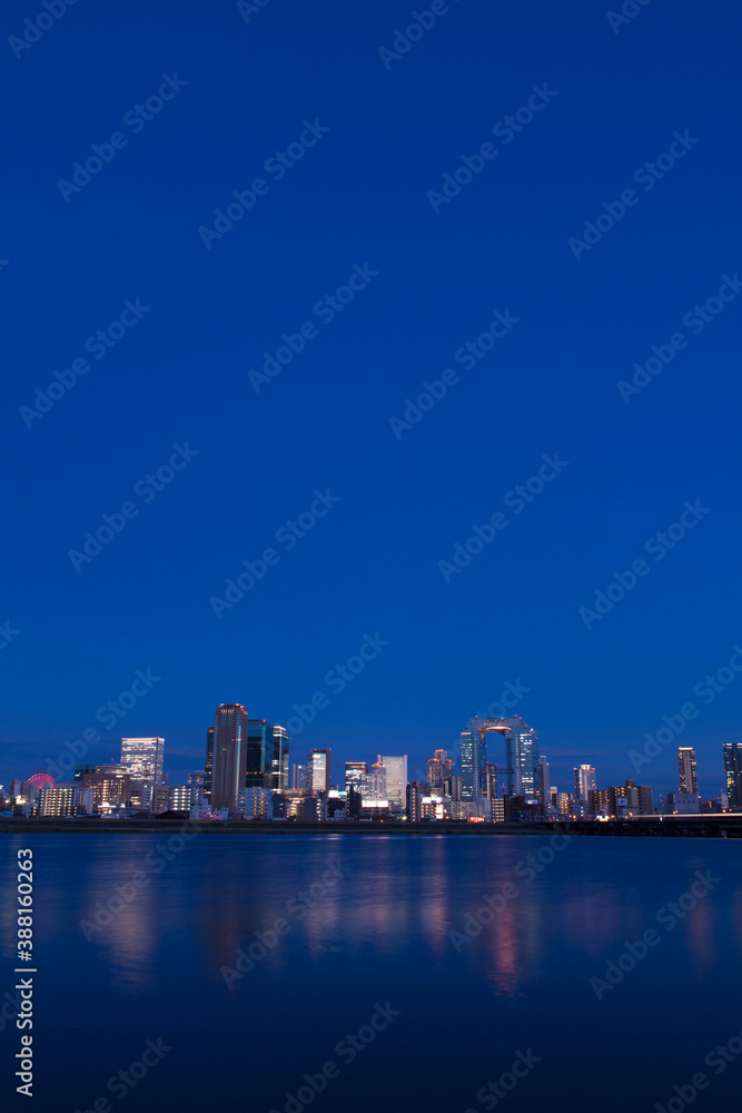 淀川河川敷より大阪のビル群の夜景