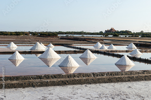 Salt pyramids in Wapan salt field. Tainan, Taiwan photo