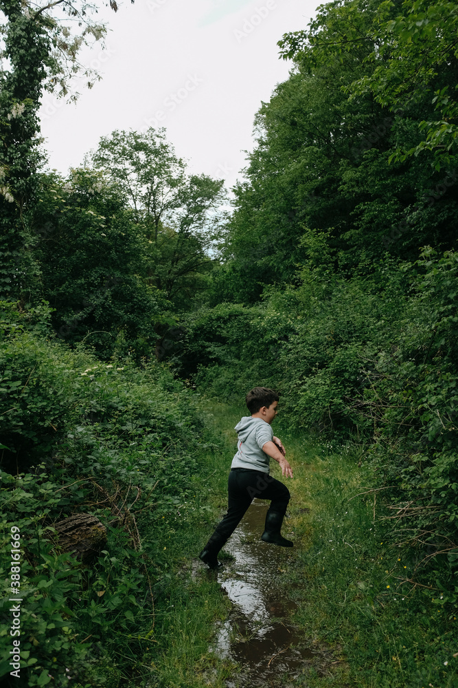 Boy playing in nature Boy playing in nature