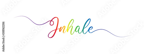 letter inhale script calligraphy banner colorful