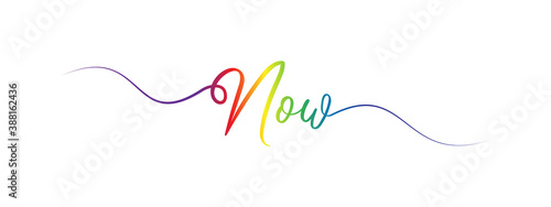 letter now script calligraphy banner colorful