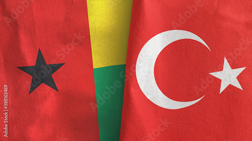 Turkey and Guinea-Bissau two flags textile cloth 3D rendering
