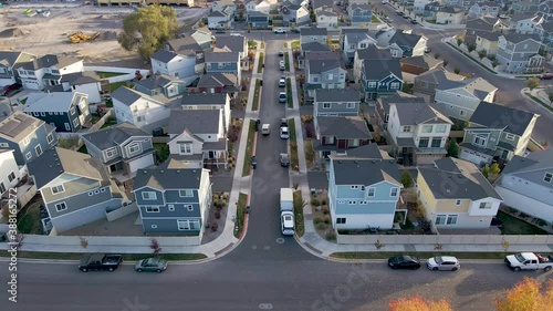 The Beautiful Houses in Pleasant Grove, City in Utah During Sunrise - Aerial Shot