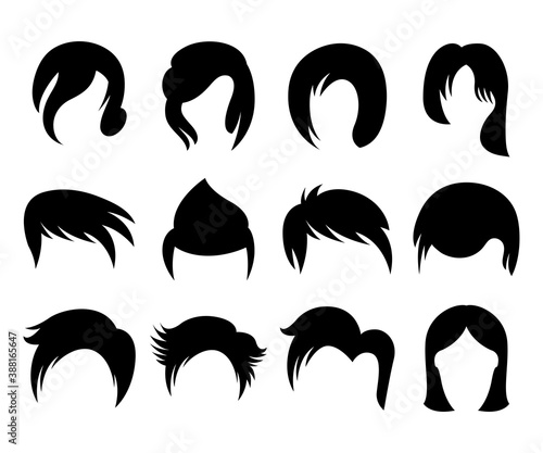 hair style and wig icons set vector illustration