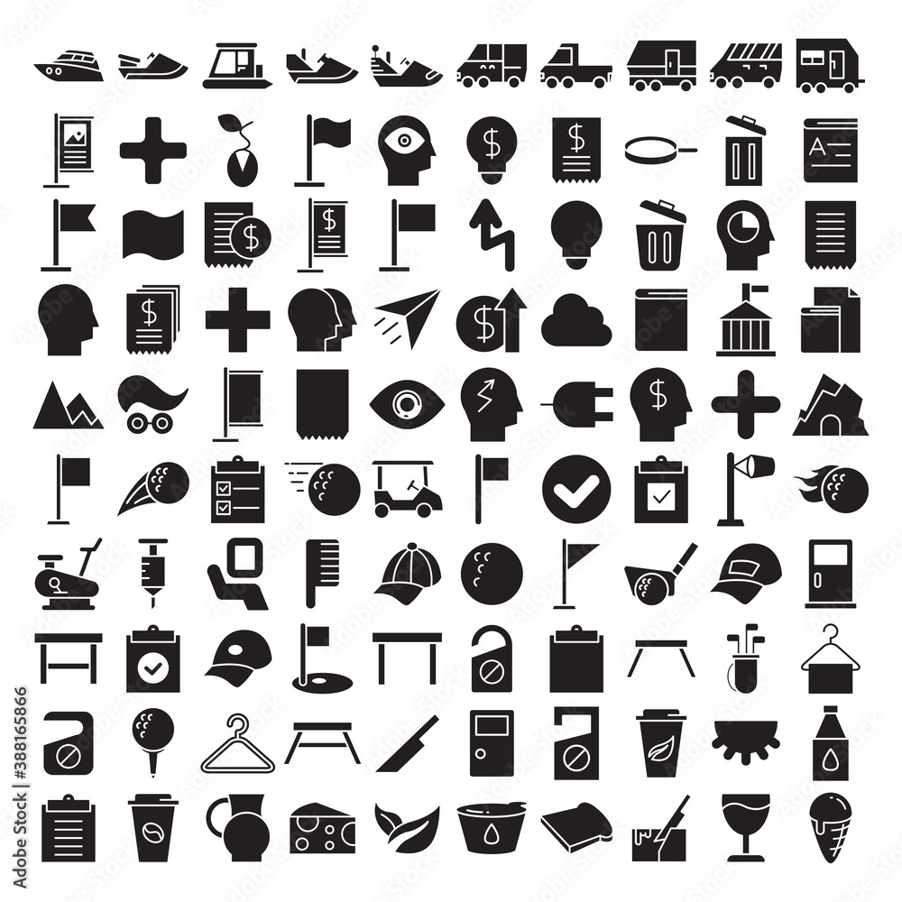 set of web thin glyph icons on white background set of web thin glyph icons on white background