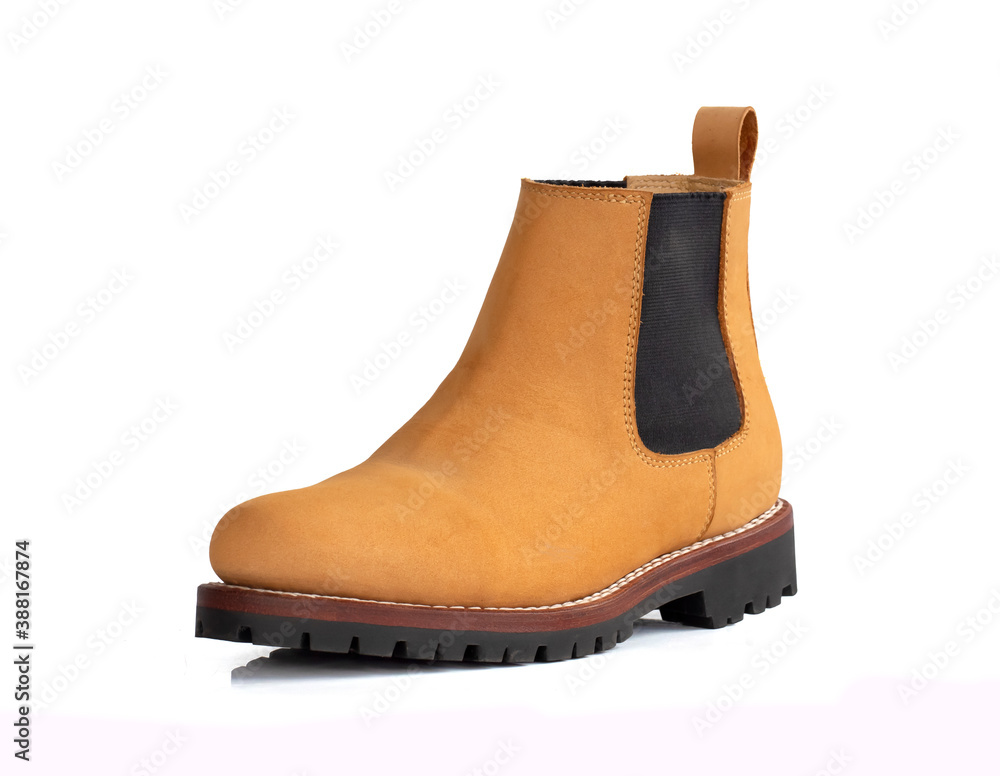 Chelsea boot with Nubuck leather isolated on white background. Clipping path Chelsea boot with Nubuck leather isolated on white background. Clipping path