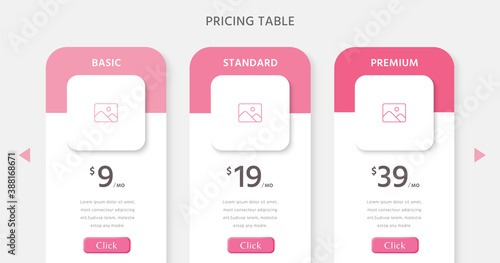 Pricing table design infographic