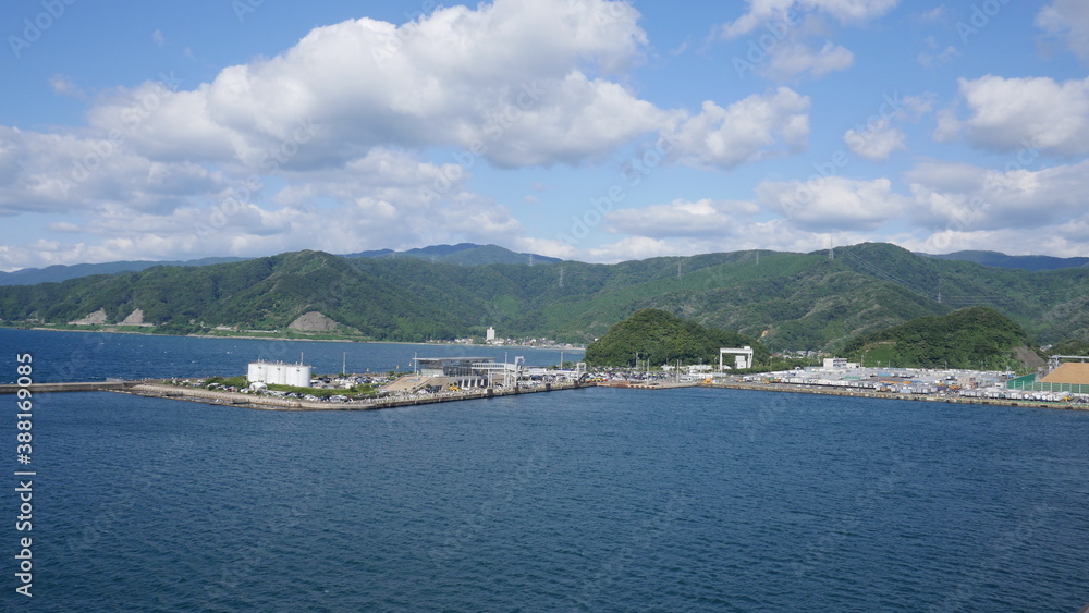 cruise ship leaving or arriving the port  of Tsuruga
