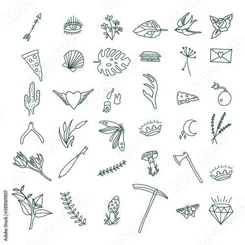 Old school tattoos set