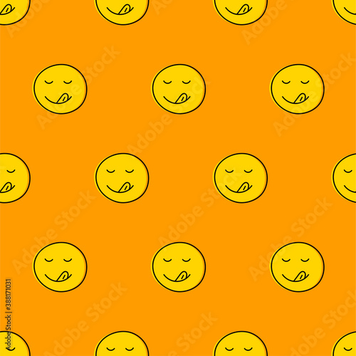 Seamless pattern with licking face for cafe, restaurant, bar