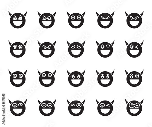 devil emoticon icons vector set