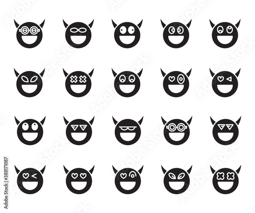 devil emoticon icons vector set
