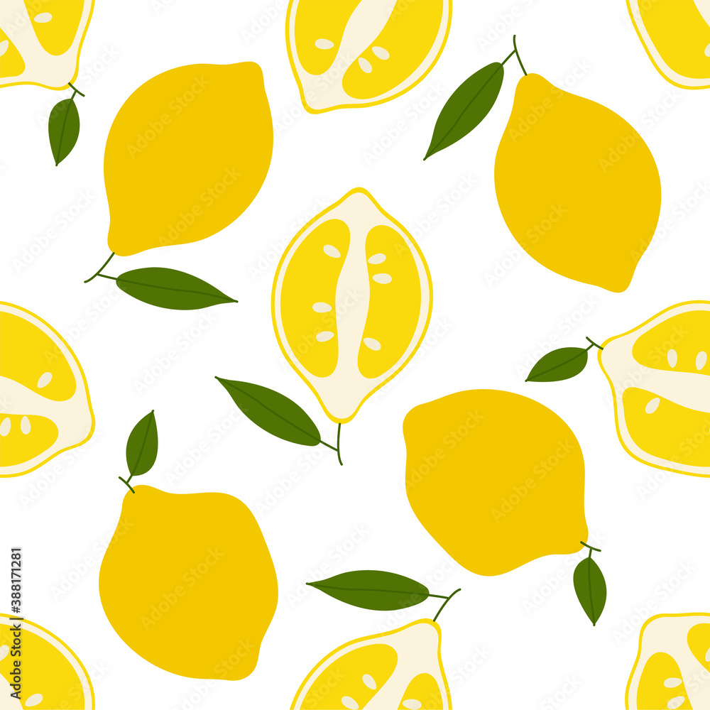 Obraz premium Fresh Lemon,slices. Seamless Vector Pattern. 