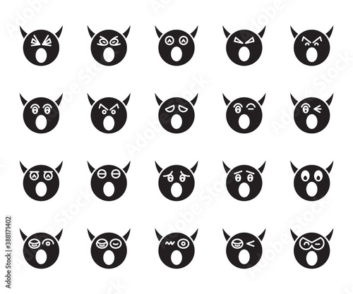 devil emoticon icons vector set
