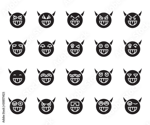 devil emoticon icons vector set
